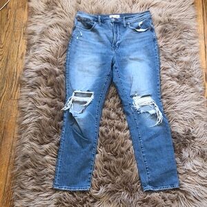 Madewell Blue Boyfriend Jeans Distressed Style